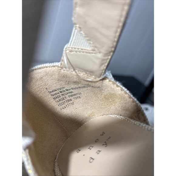 Wedge Platform Sandals Nude Tan Peep Toe Espadrille Dressy Gold Zip Sz 7 NWOT - Picture 16 of 16